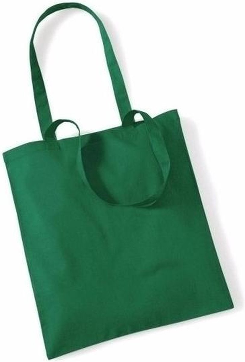 30x Katoenen schoudertasjes groen 42 x 38 cm - 10 liter - Shopper/boodschappen tas - Tote bag - Draagtas