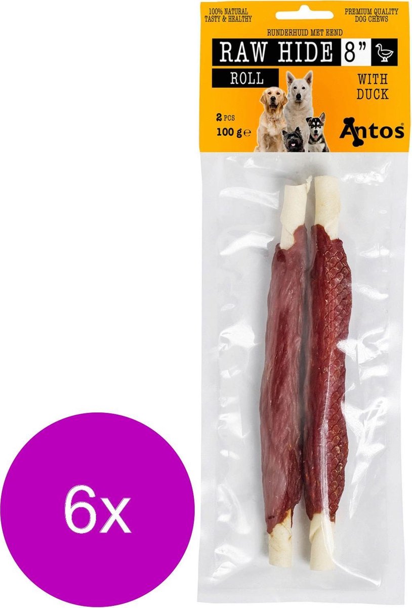 Antos Runderhuid Met Eend Rol Eend&Rund - Hondensnacks - 6 x 100 g