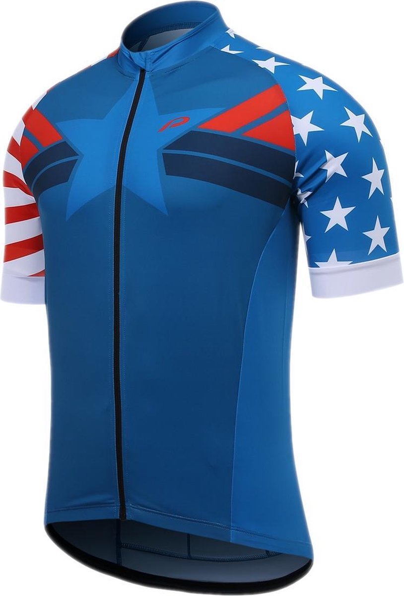 Protective Fietsshirt P-meteor Heren Polyester Blauw/wit/rood Mt Xl