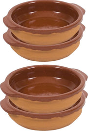 6x Tapas bakjes/schaaltjes San Sebastian met handvatten 13 en 15 cm - Terracotta hapjes/creme brulee ovenschalen/serveerschalen