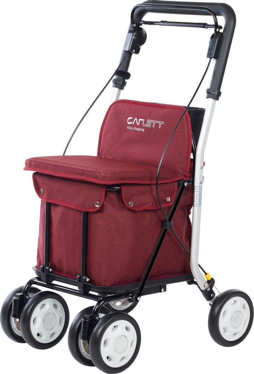 Carlett Lett800 Boodschappentrolley - 29 L - 4 wielen - zitten - opvouwbaar - veiligheidsrem - Rood textured
