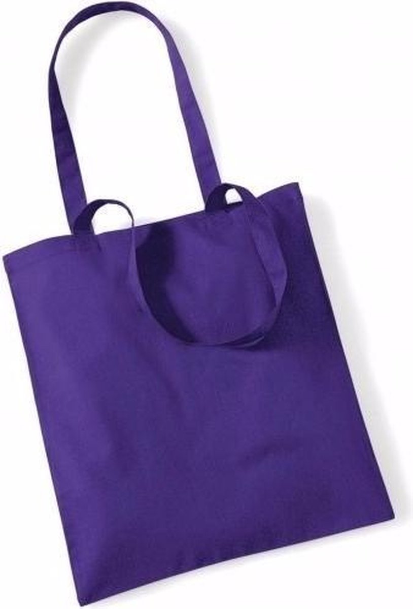 10x Katoenen schoudertasjes paars 42 x 38 cm - 10 liter - Shopper/boodschappen tas - Tote bag - Draagtas