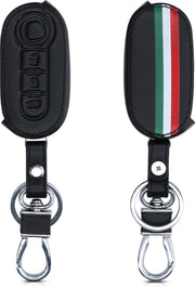 kwmobile autosleutelhoes voor Fiat Lancia 3-knops inklapbare autosleutel - Hoesje van imitatieleer in groen / rood / zwart - Italiaanse Strepen design