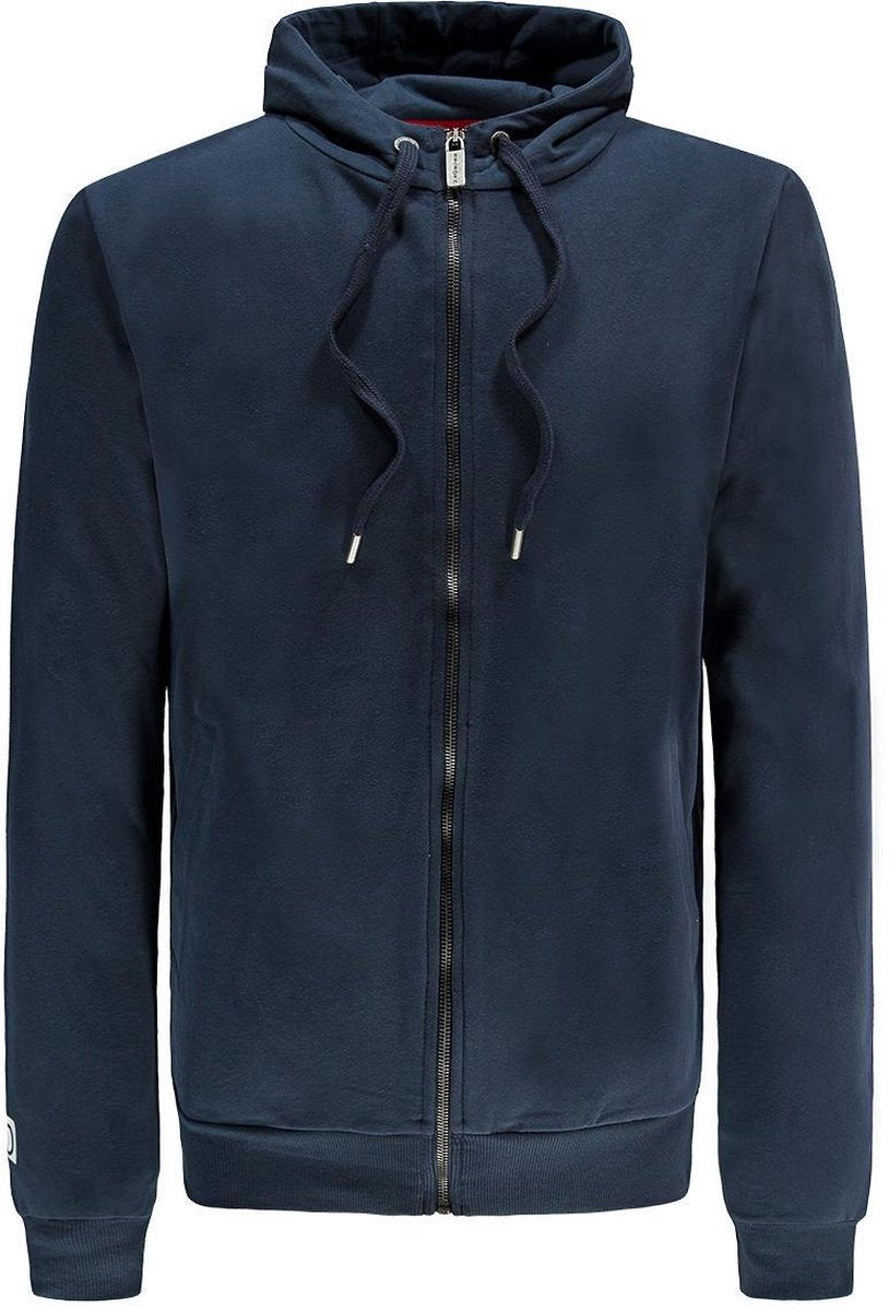 Re-Born Capuchon Trui Met Rits Lange Mouw Heren - Navy - Maat XL