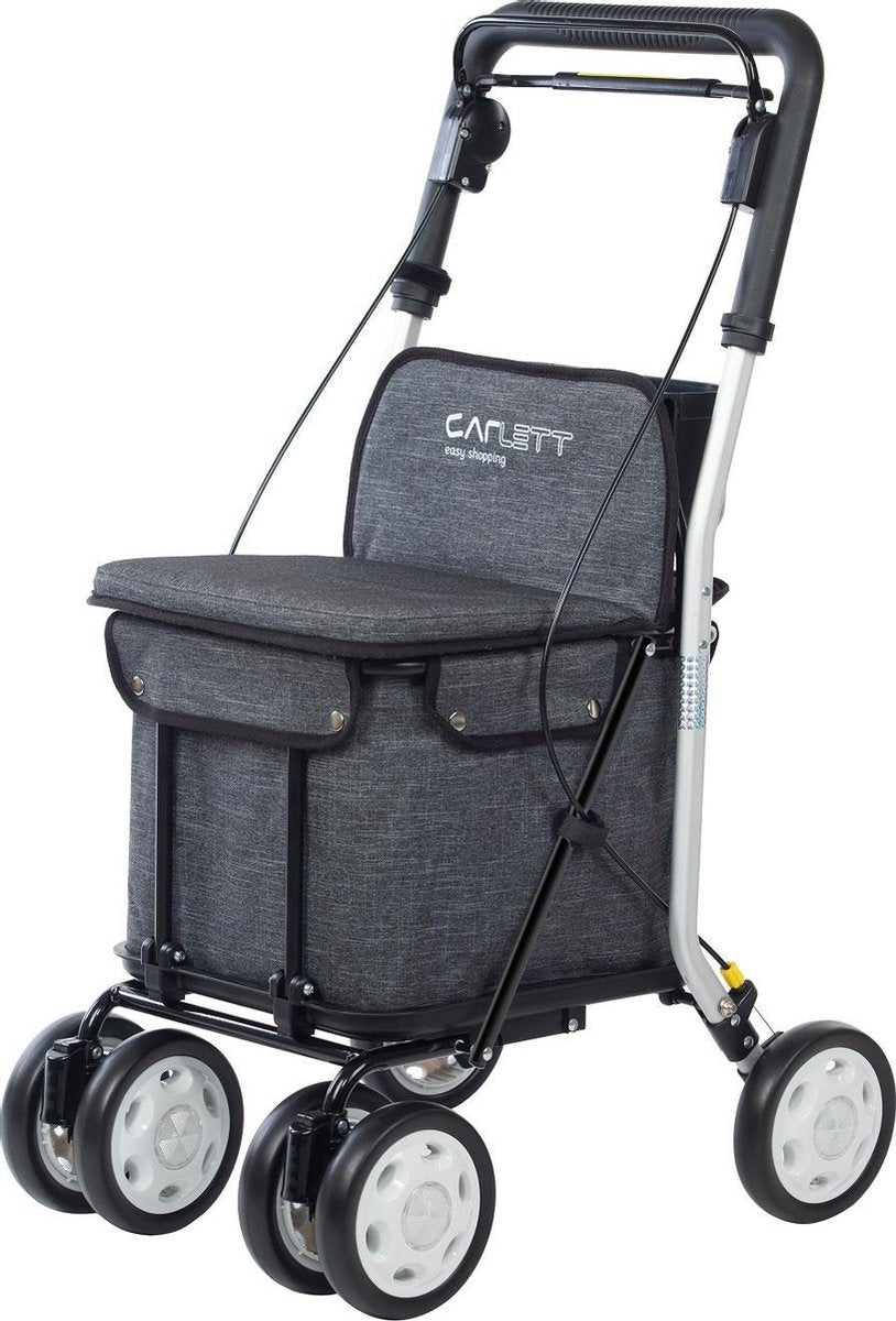 Carlett Lett800 Boodschappentrolley - 29 L - 4 wielen - zitten - opvouwbaar - veiligheidsrem - Grijs