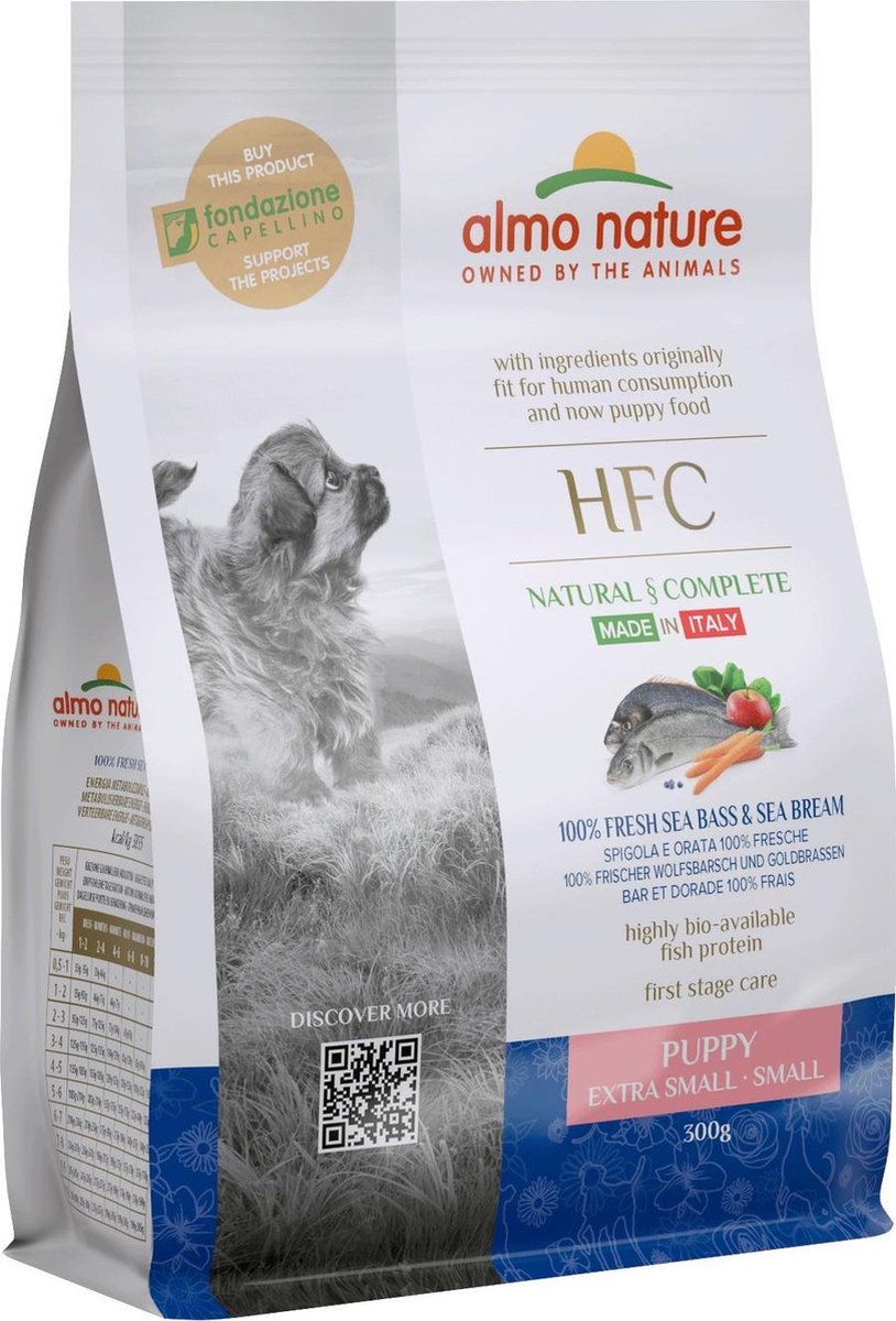 Almo Nature - Hond HFC Puppy brokken voor kleine honden - zeebaars en zeebrasem of kip - 1
