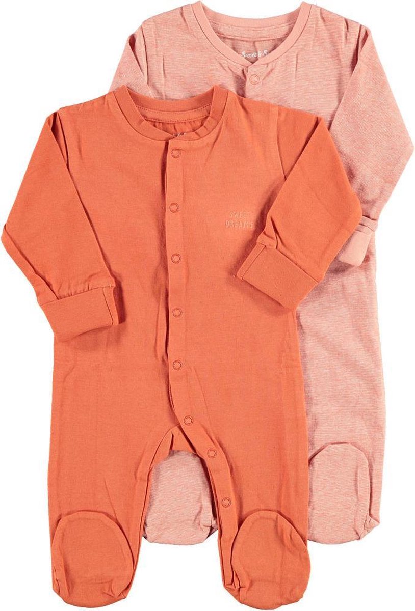 Zeeman new born pyjama - biologisch katoen - oranje  - maat 68 - 2 stuks