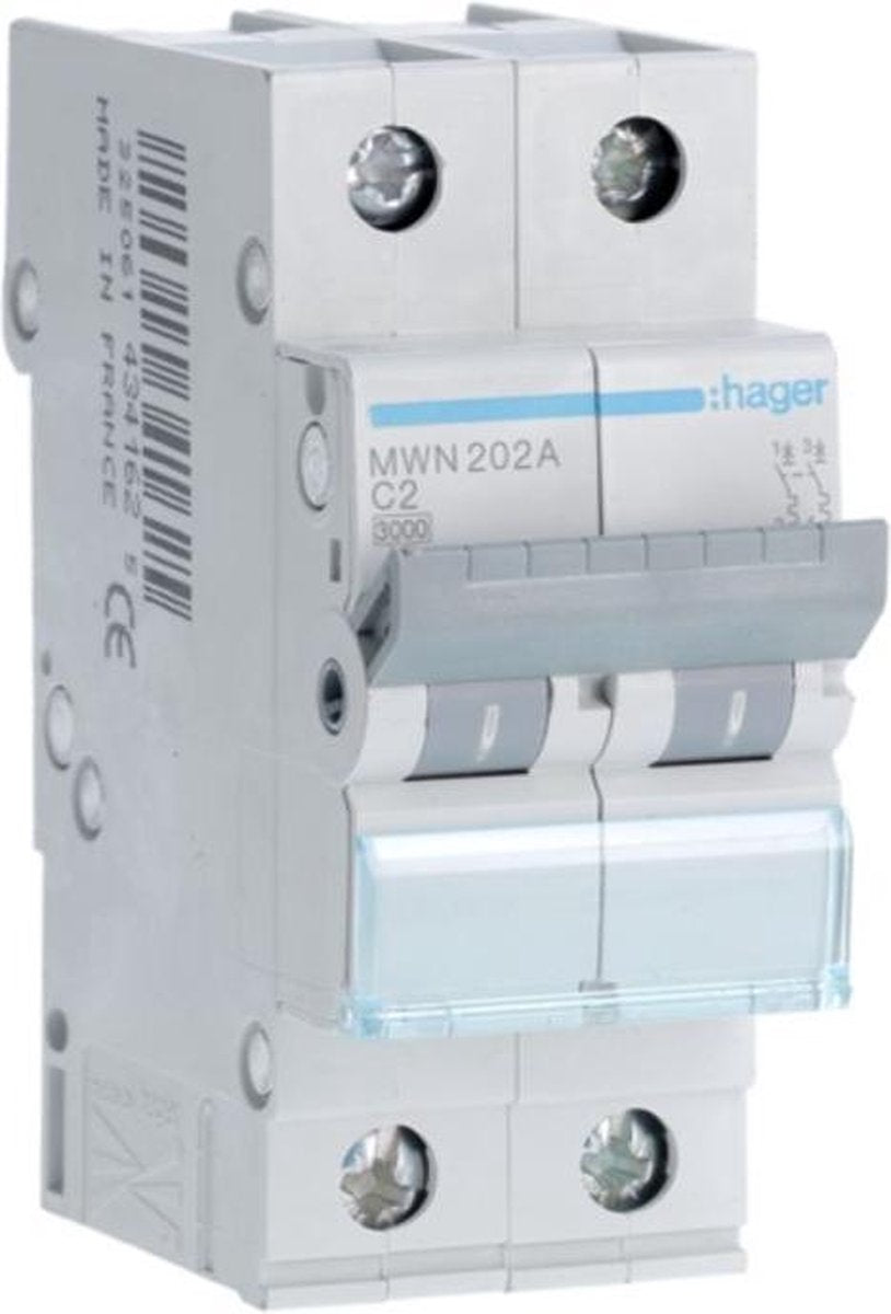 Hager - Automaat 3KA 2P c 2A - MWN202A