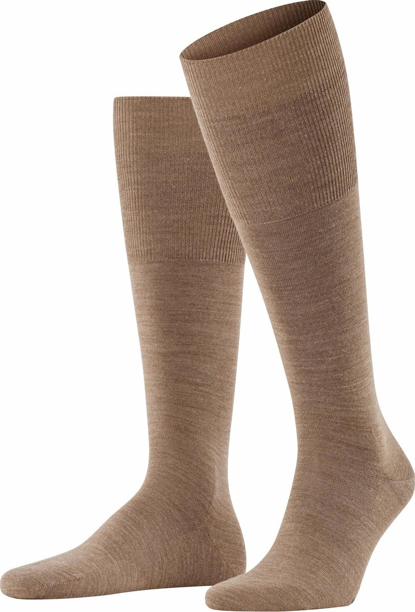 FALKE Airport heren kniekousen - lichtbruin (nutmeg melange) -  Maat: 43-44