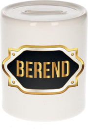 Berend naam cadeau spaarpot met gouden embleem - kado verjaardag/ vaderdag/ pensioen/ geslaagd/ bedankt