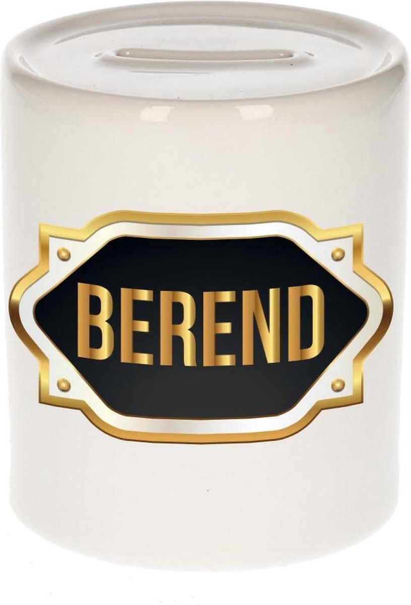 Berend naam cadeau spaarpot met gouden embleem - kado verjaardag/ vaderdag/ pensioen/ geslaagd/ bedankt