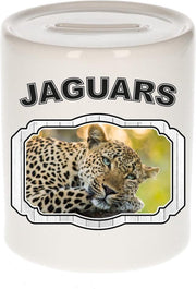 Dieren liefhebber luipaard spaarpot  9 cm jongens en meisjes - keramiek - Cadeau spaarpotten jaguars/ luipaarden liefhebber