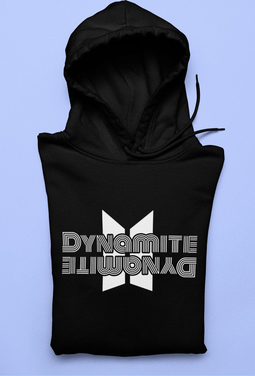 BTS Dynamite Single Fan Merchandise Hoodie | Army Kpop Bangtan Boys | Jungkook J-Hope Rapmon Jimin TaeHyung Jin | Zwart Maat L