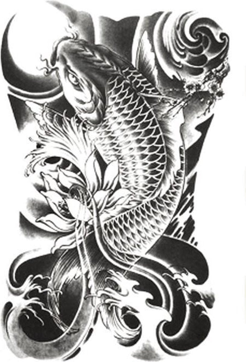 Koi Karper Plak Tattoo | Zwart