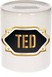 Ted naam cadeau spaarpot met gouden embleem - kado verjaardag/ vaderdag/ pensioen/ geslaagd/ bedankt