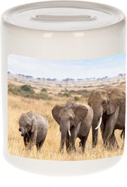 Dieren olifant foto spaarpot 9 cm jongens en meisjes - Cadeau spaarpotten olifanten kudde liefhebber