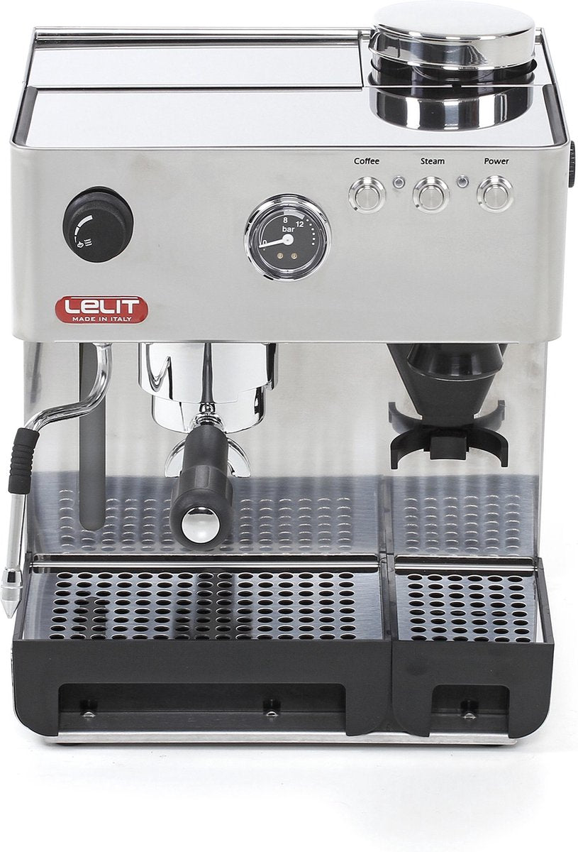 Lelit RVS espressomachine met bonenmolen