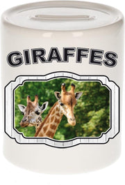Dieren liefhebber giraffe spaarpot  9 cm jongens en meisjes - keramiek - Cadeau spaarpotten giraffen liefhebber