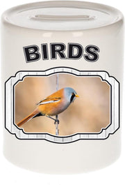 Dieren liefhebber baardmannetje vogel spaarpot  9 cm jongens en meisjes - keramiek - Cadeau spaarpotten vogels liefhebber