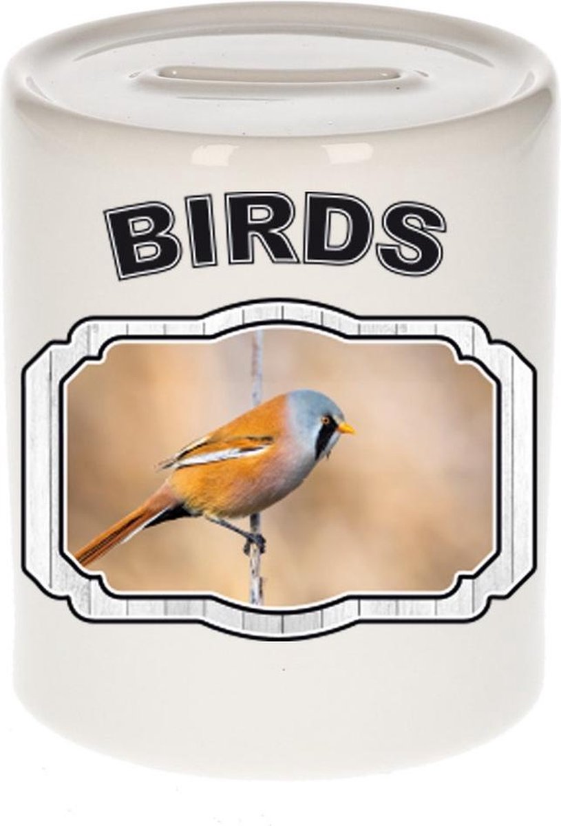 Dieren liefhebber baardmannetje vogel spaarpot  9 cm jongens en meisjes - keramiek - Cadeau spaarpotten vogels liefhebber