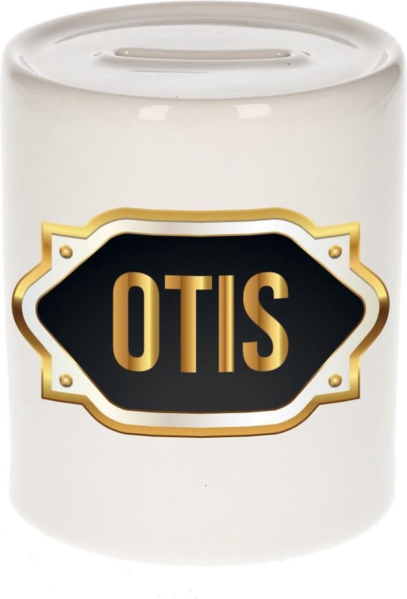 Otis naam cadeau spaarpot met gouden embleem - kado verjaardag/ vaderdag/ pensioen/ geslaagd/ bedankt
