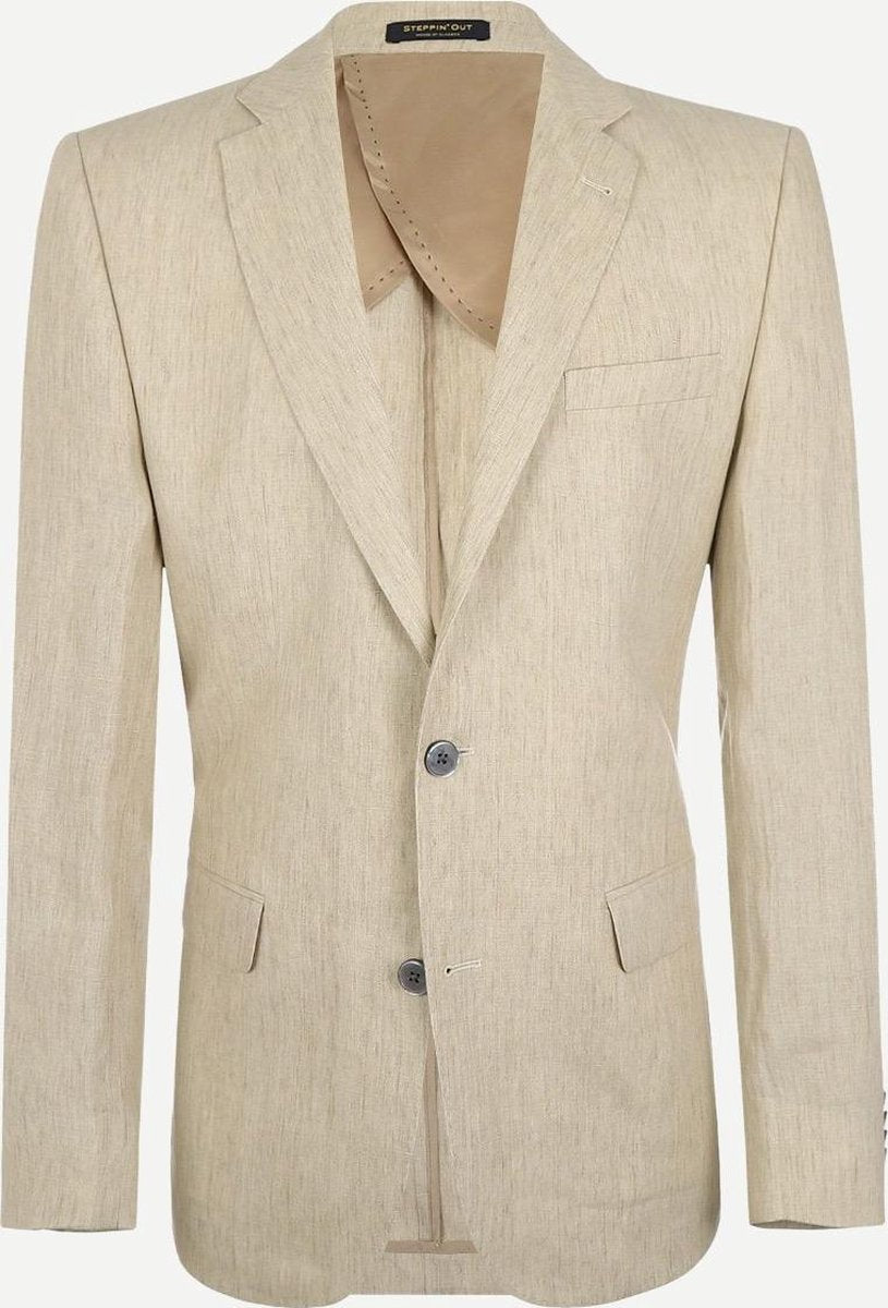 Steppin' Out Mannen Linnen Blazer Beige Linnen Maat: 52