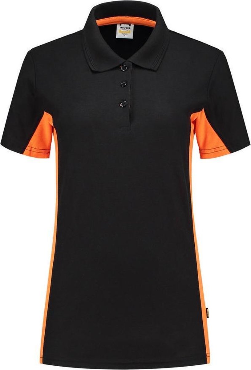 Tricorp poloshirt bi-color dames - 202003 - zwart / oranje - maat XXL