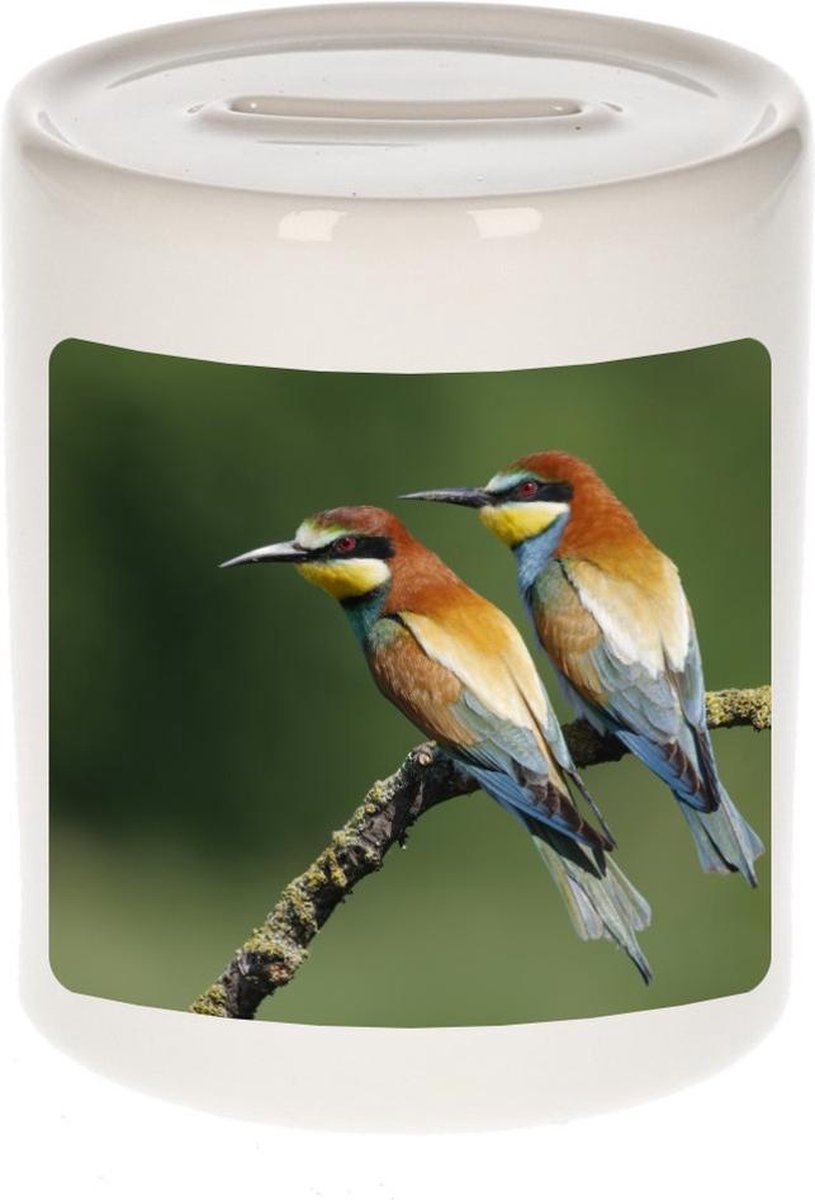 Dieren bijeneter vogel foto spaarpot 9 cm jongens en meisjes - Cadeau spaarpotten vogels liefhebber