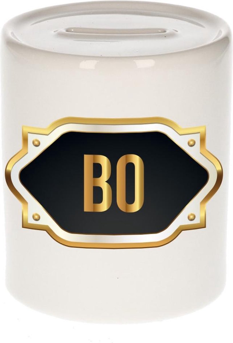 Bo naam cadeau spaarpot met gouden embleem - kado verjaardag/ vaderdag/ pensioen/ geslaagd/ bedankt
