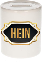 Hein naam cadeau spaarpot met gouden embleem - kado verjaardag/ vaderdag/ pensioen/ geslaagd/ bedankt