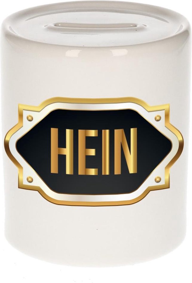 Hein naam cadeau spaarpot met gouden embleem - kado verjaardag/ vaderdag/ pensioen/ geslaagd/ bedankt
