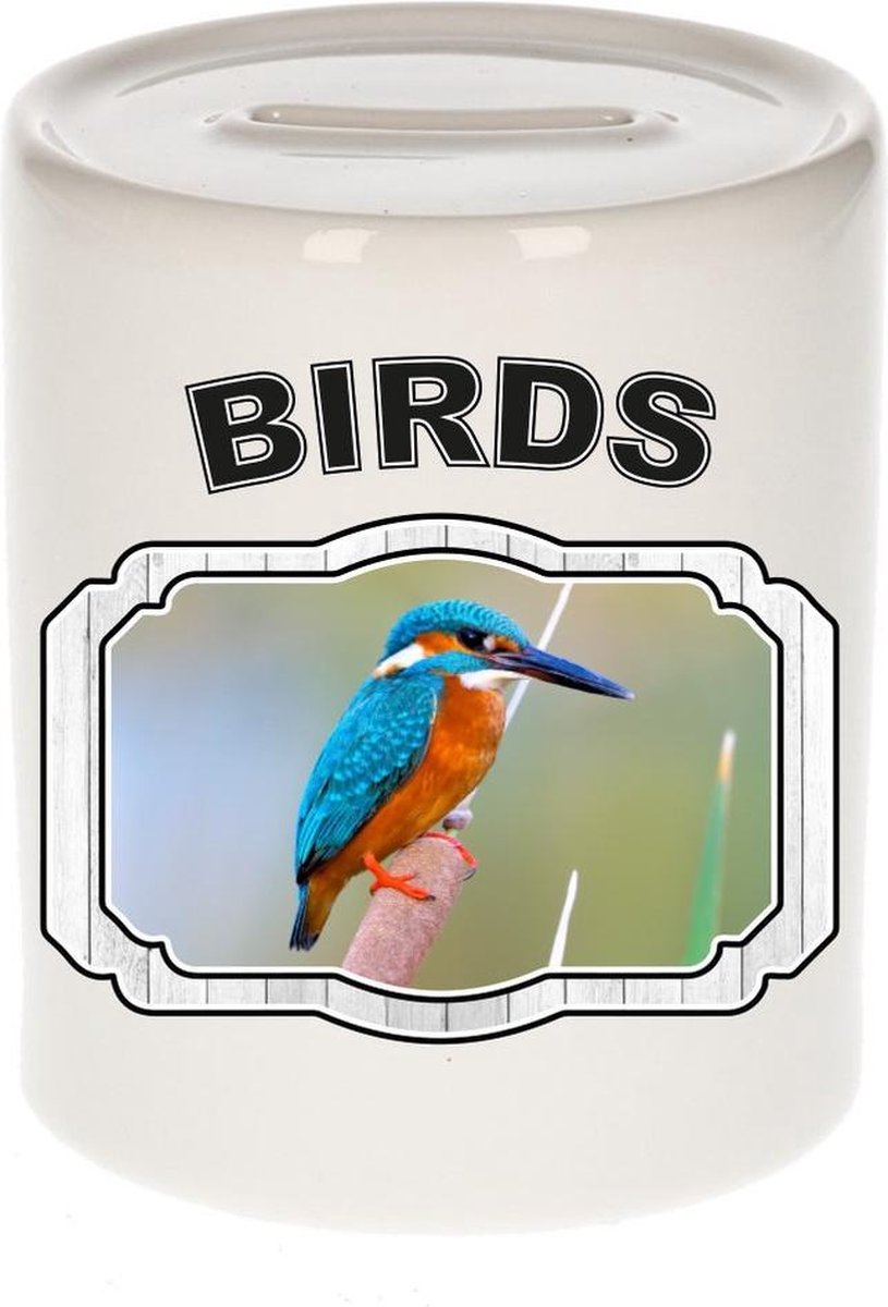 Dieren liefhebber ijsvogel spaarpot  9 cm jongens en meisjes - keramiek - Cadeau spaarpotten vogels liefhebber