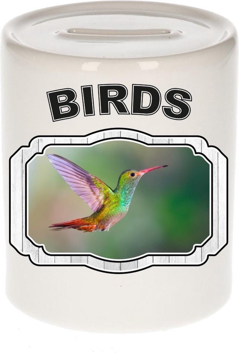 Dieren liefhebber kolibrie vogel spaarpot  9 cm jongens en meisjes - keramiek - Cadeau spaarpotten vogels liefhebber