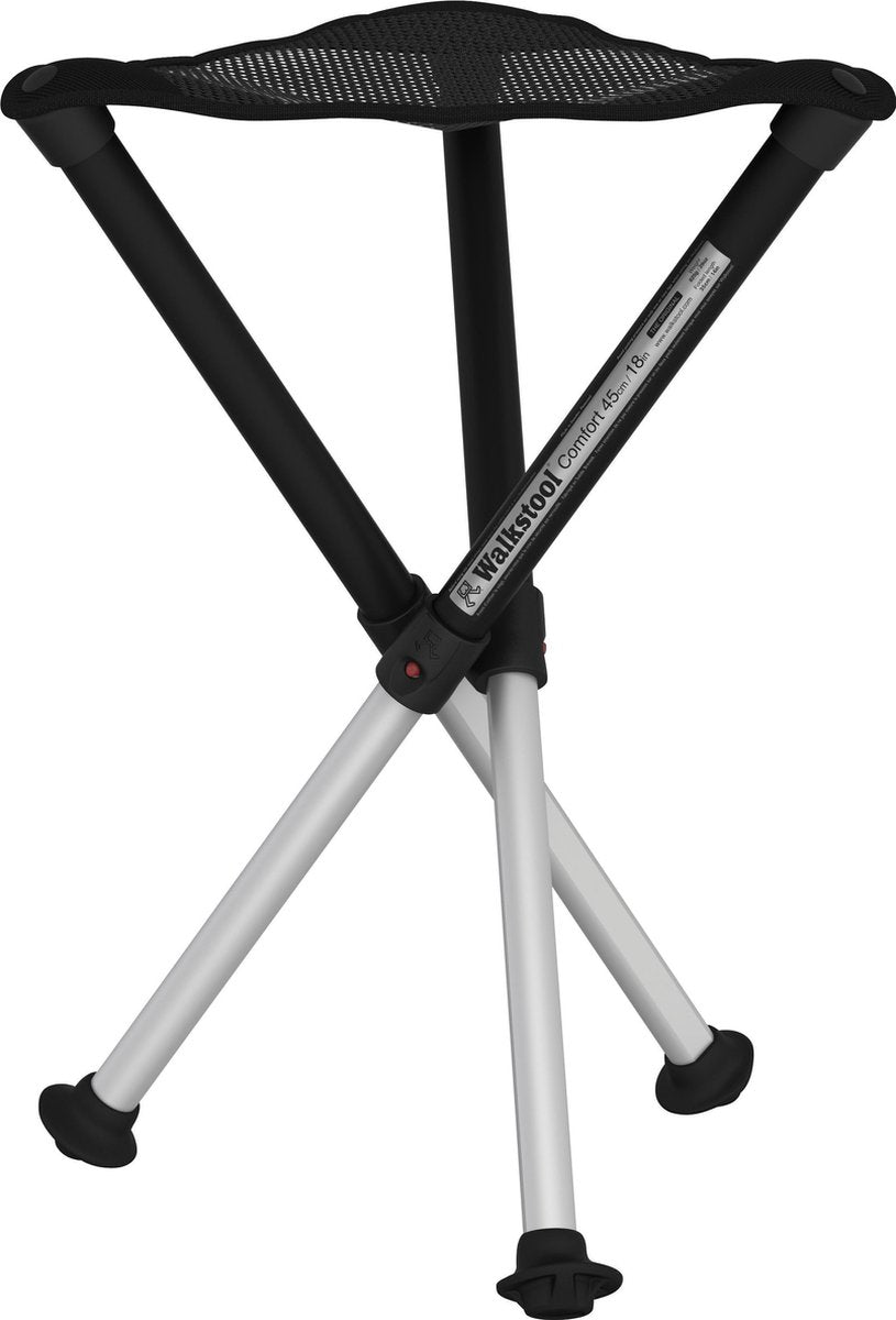 Walkstool - 3-Poots krukje - Comfort 45 cm - Verstelbaar - Zwart
