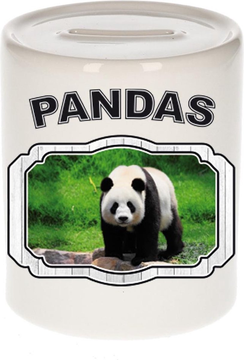 Dieren liefhebber grote panda spaarpot  9 cm jongens en meisjes - keramiek - Cadeau spaarpotten pandaberen liefhebber