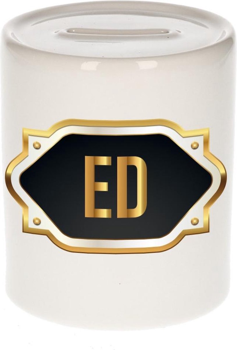 Ed naam cadeau spaarpot met gouden embleem - kado verjaardag/ vaderdag/ pensioen/ geslaagd/ bedankt