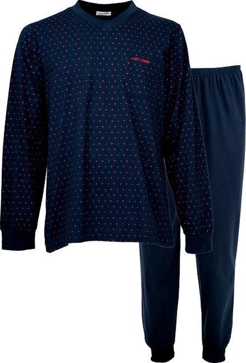Gentlemen heren pyjama | MAAT 4XL | Cross V-hals | marine