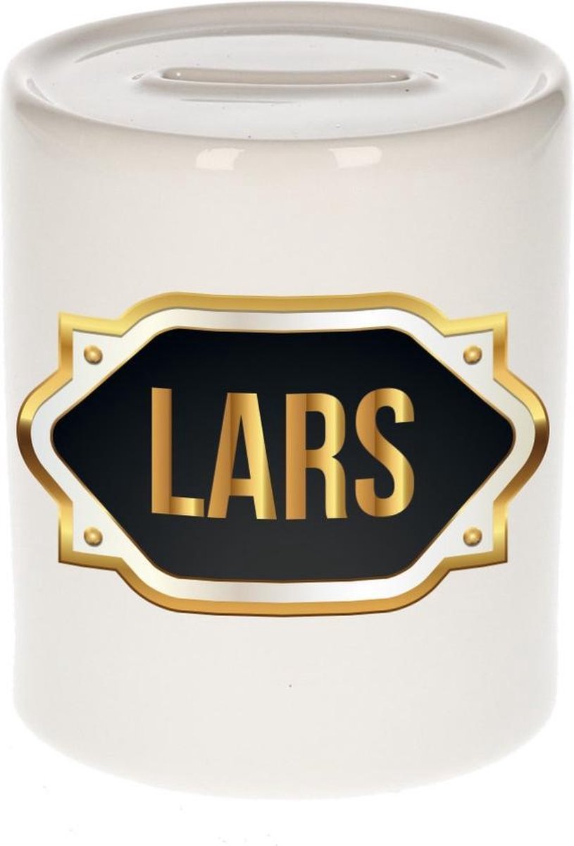 Lars naam cadeau spaarpot met gouden embleem - kado verjaardag/ vaderdag/ pensioen/ geslaagd/ bedankt