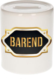 Barend naam cadeau spaarpot met gouden embleem - kado verjaardag/ vaderdag/ pensioen/ geslaagd/ bedankt