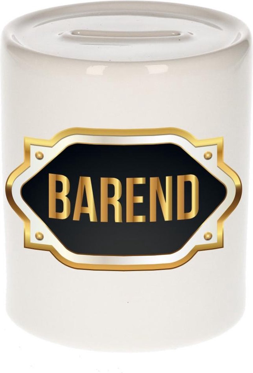 Barend naam cadeau spaarpot met gouden embleem - kado verjaardag/ vaderdag/ pensioen/ geslaagd/ bedankt