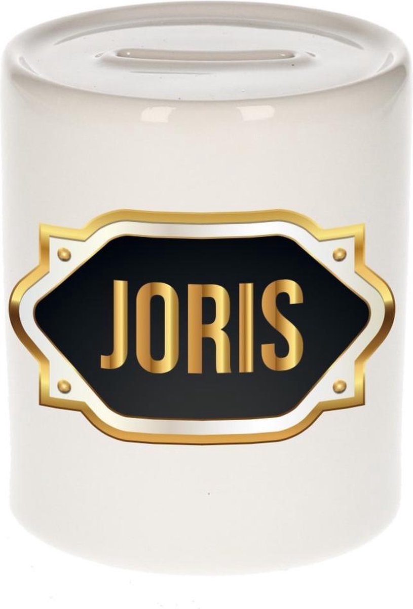 Joris naam cadeau spaarpot met gouden embleem - kado verjaardag/ vaderdag/ pensioen/ geslaagd/ bedankt