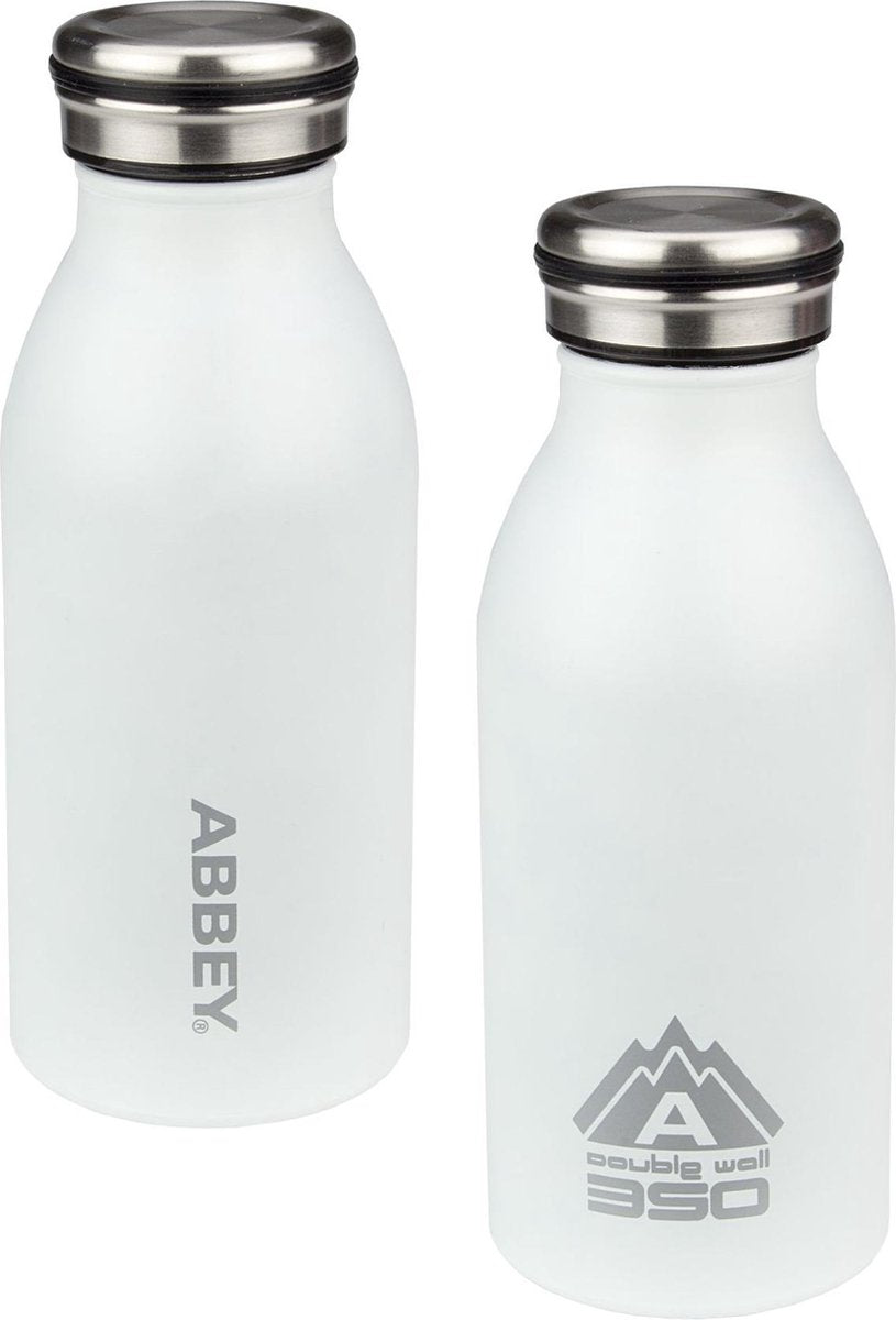 Abbey Drinkfles Dubbelwandig - Victoria - 0.35 L - Wit/Zilver - 0