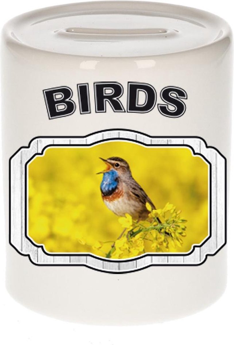 Dieren liefhebber blauwborst vogel spaarpot  9 cm jongens en meisjes - keramiek - Cadeau spaarpotten vogels liefhebber