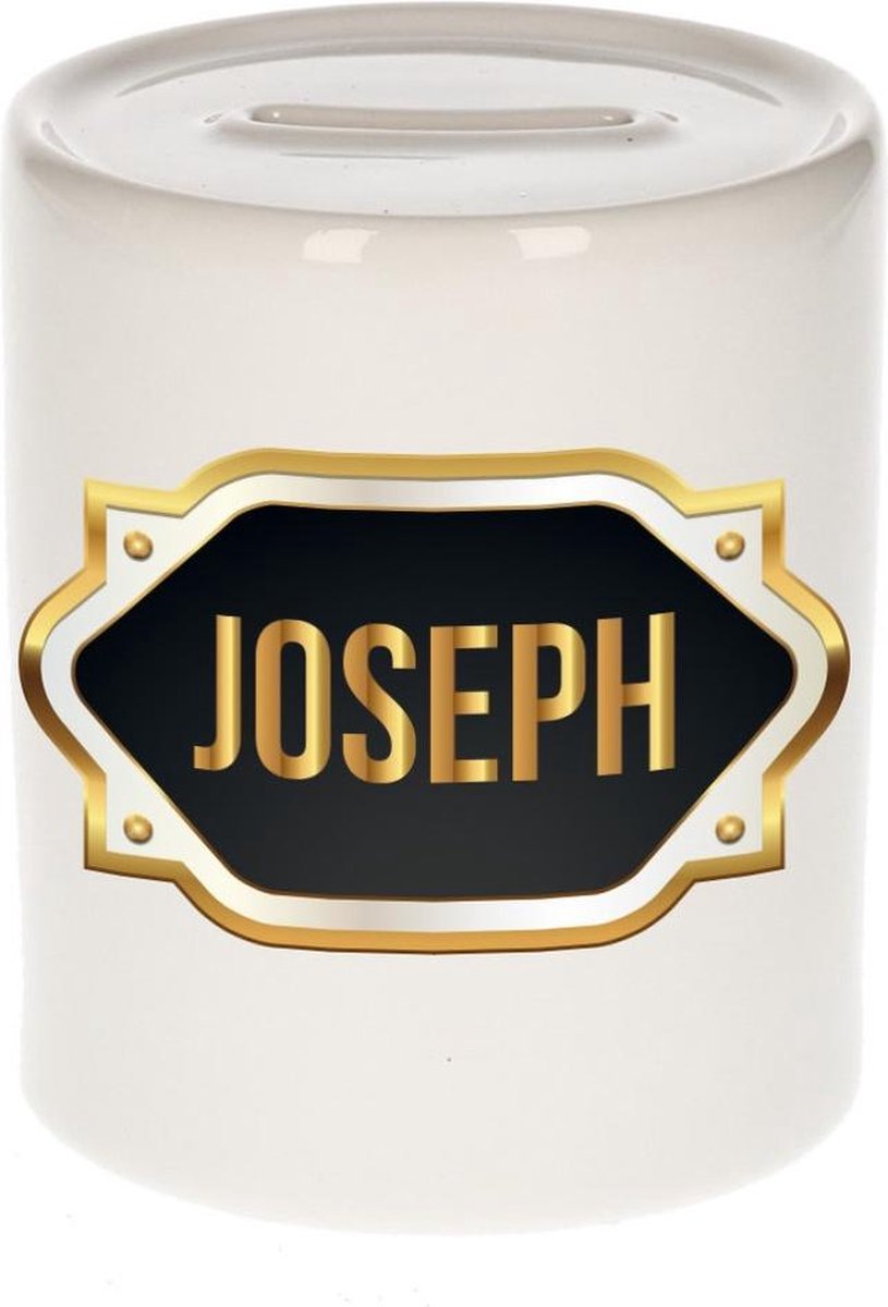 Joseph naam cadeau spaarpot met gouden embleem - kado verjaardag/ vaderdag/ pensioen/ geslaagd/ bedankt