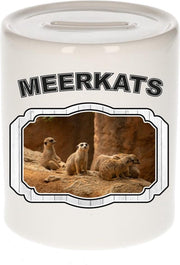 Dieren liefhebber stokstaartje spaarpot  9 cm jongens en meisjes - keramiek - Cadeau spaarpotten stokstaartjes liefhebber