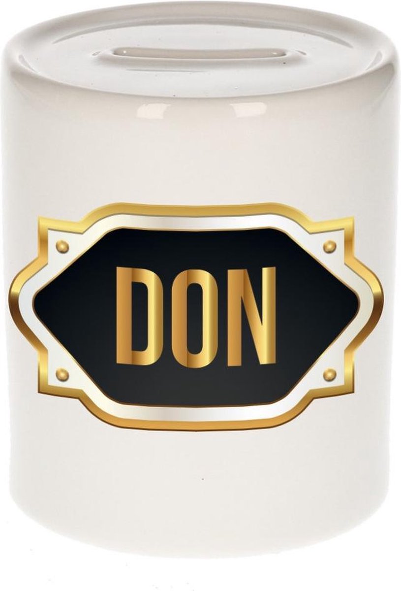 Don naam cadeau spaarpot met gouden embleem - kado verjaardag/ vaderdag/ pensioen/ geslaagd/ bedankt