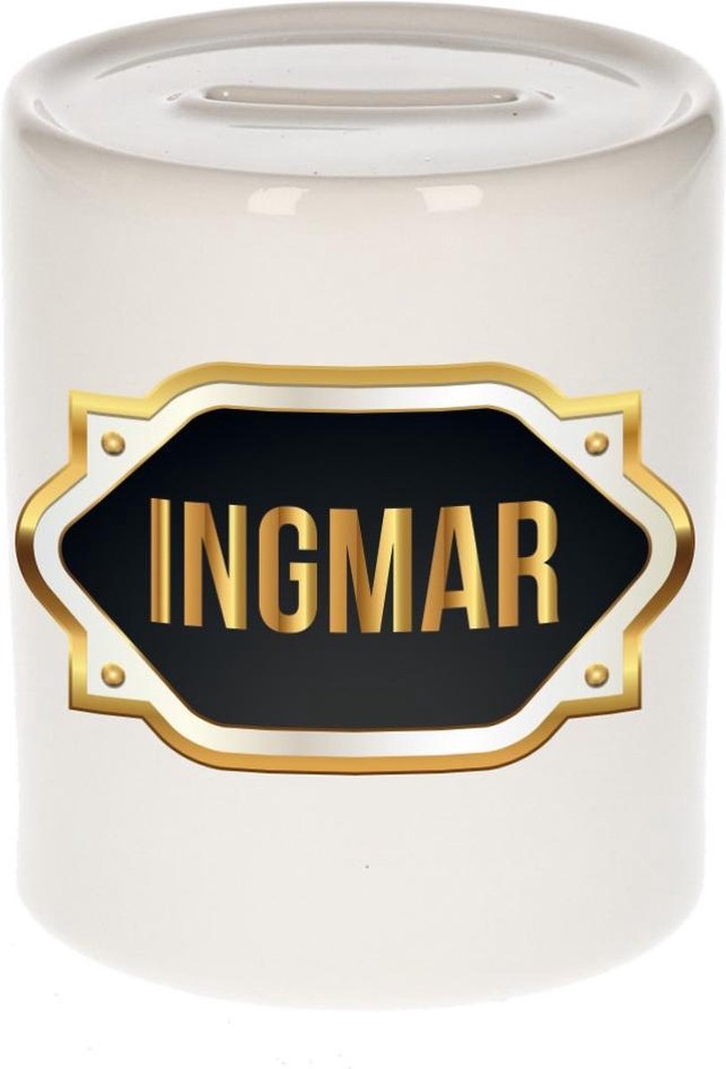 Ingmar naam cadeau spaarpot met gouden embleem - kado verjaardag/ vaderdag/ pensioen/ geslaagd/ bedankt