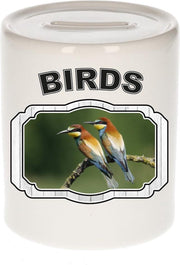 Dieren liefhebber bijeneter vogel spaarpot  9 cm jongens en meisjes - keramiek - Cadeau spaarpotten vogels liefhebber