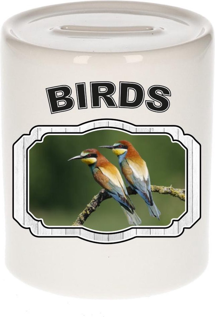 Dieren liefhebber bijeneter vogel spaarpot  9 cm jongens en meisjes - keramiek - Cadeau spaarpotten vogels liefhebber