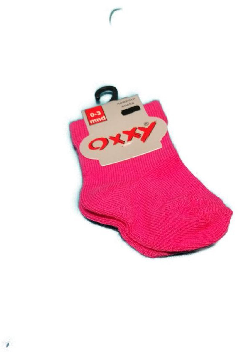Baby Sokjes - 0 - 3 Mnd - Meisjes - Fuchsiaroze - Voordeelverpakking 3 Paar